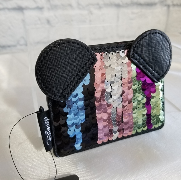 Loungefly Minnie Mouse Sequin Colorful Disney Card Holder Wallet New Limited - Picture 2 of 16
